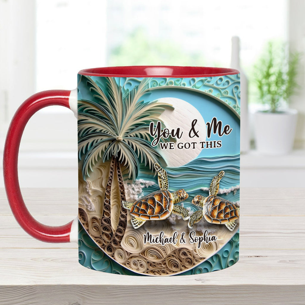 Beach Scene Turle Couple - Personalized Turtle Accent Mug