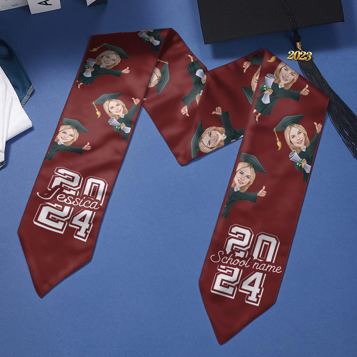 Caricature Funny Character - Personalized Graduation Graduation Stole