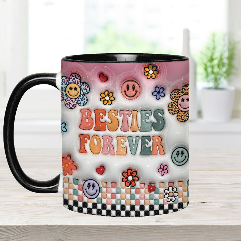 Besties Forever Floral - Personalized Bestie Accent Mug
