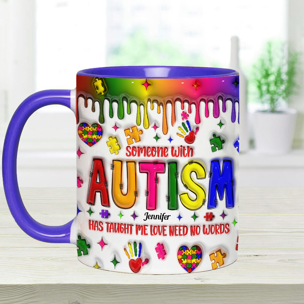 Love Need No Words - Personalized Autism Awareness Accent Mug