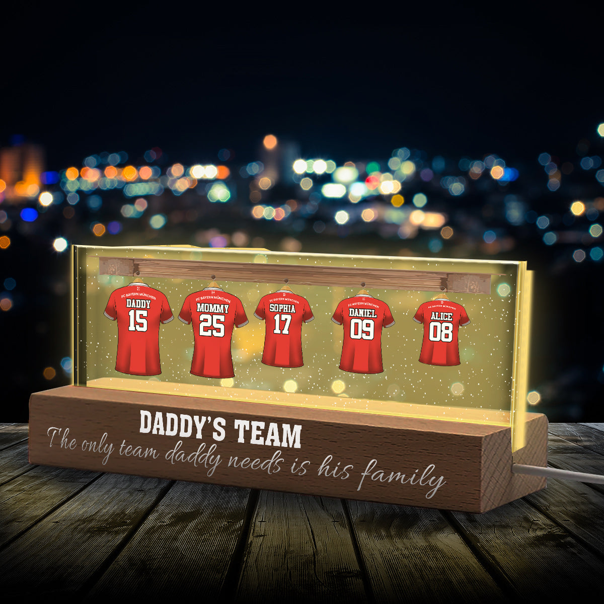 Daddy's Team - Personalized Soccer Custom LED Night Light