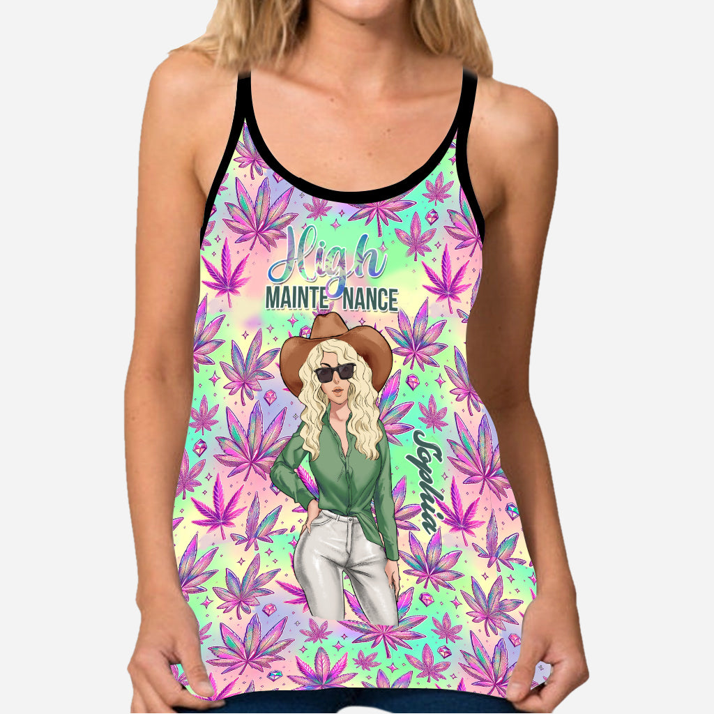 High Maintenance - Personalized Weed Cross Tank Top