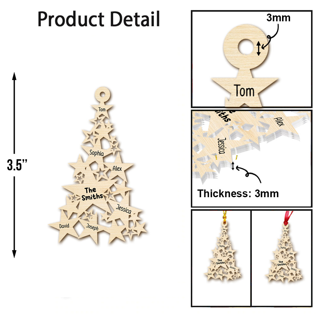 Star Christmas Tree Family Custom Names - Personalized Family Ornament