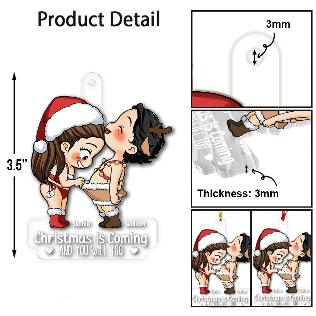 Funny Couple Christmas Gift - Personalized Couple Transparent Ornament