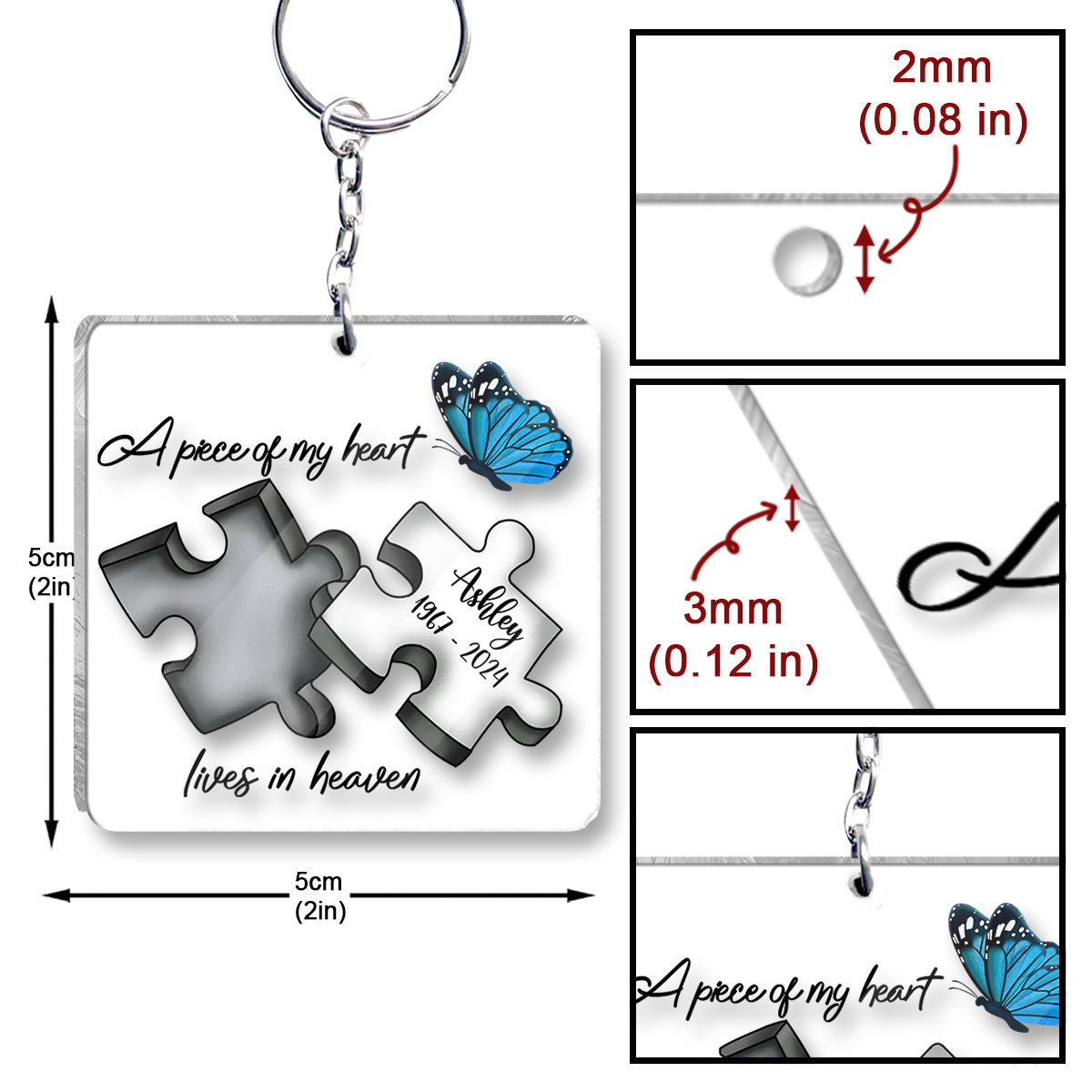 Memorial Butterfly Dragonfly Heaven Feather - Personalized Memorial Transparent Car Ornament