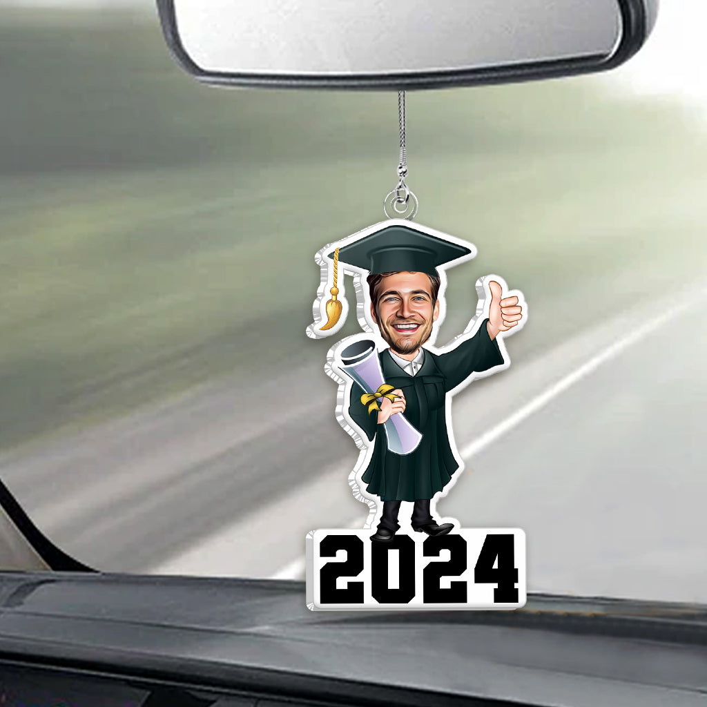 Funny Graduation Caricature - Personalized Graduation Custom Shaped Car Ornament