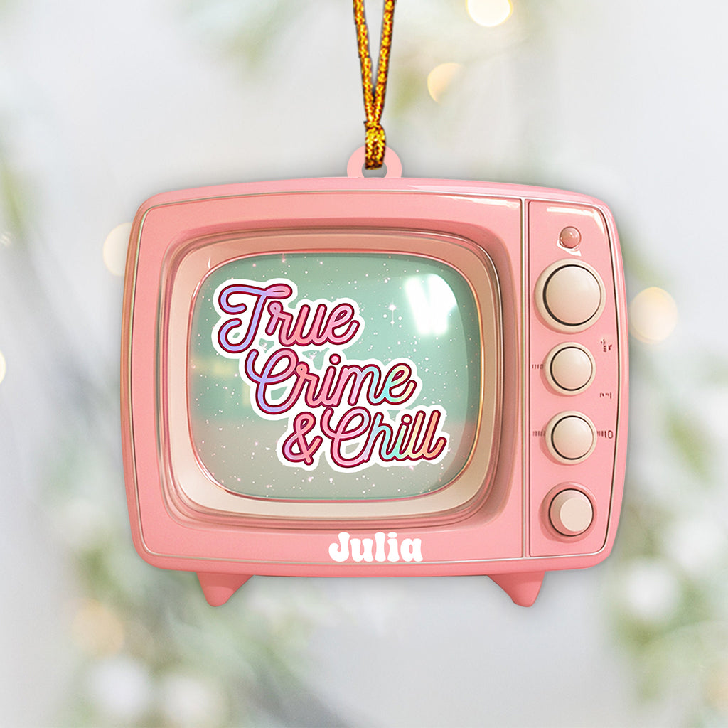 True Crime & Chill, Pink TV - Personalized Ornament