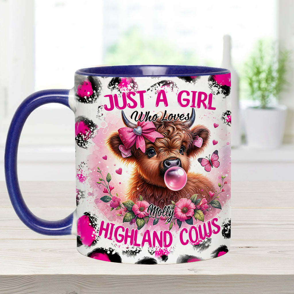 Cute Pink Highland Cow - Personalized Accent Mug