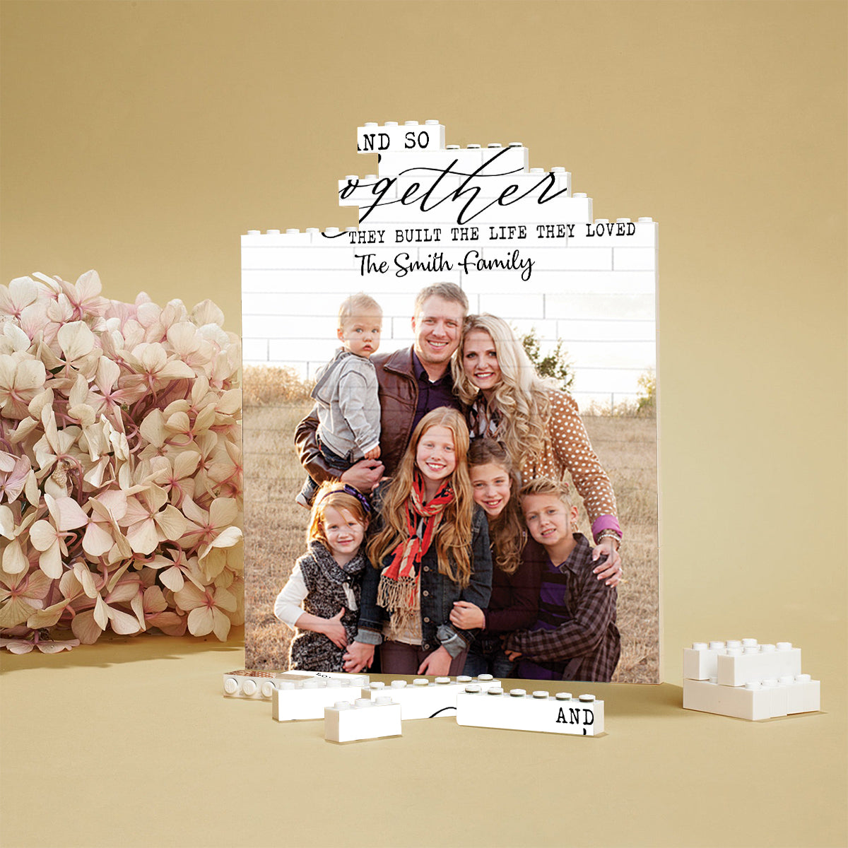 And So Together They Built The Life They Loved - Personalized Family One-sided Vertical Rectangle Building Brick Blocks