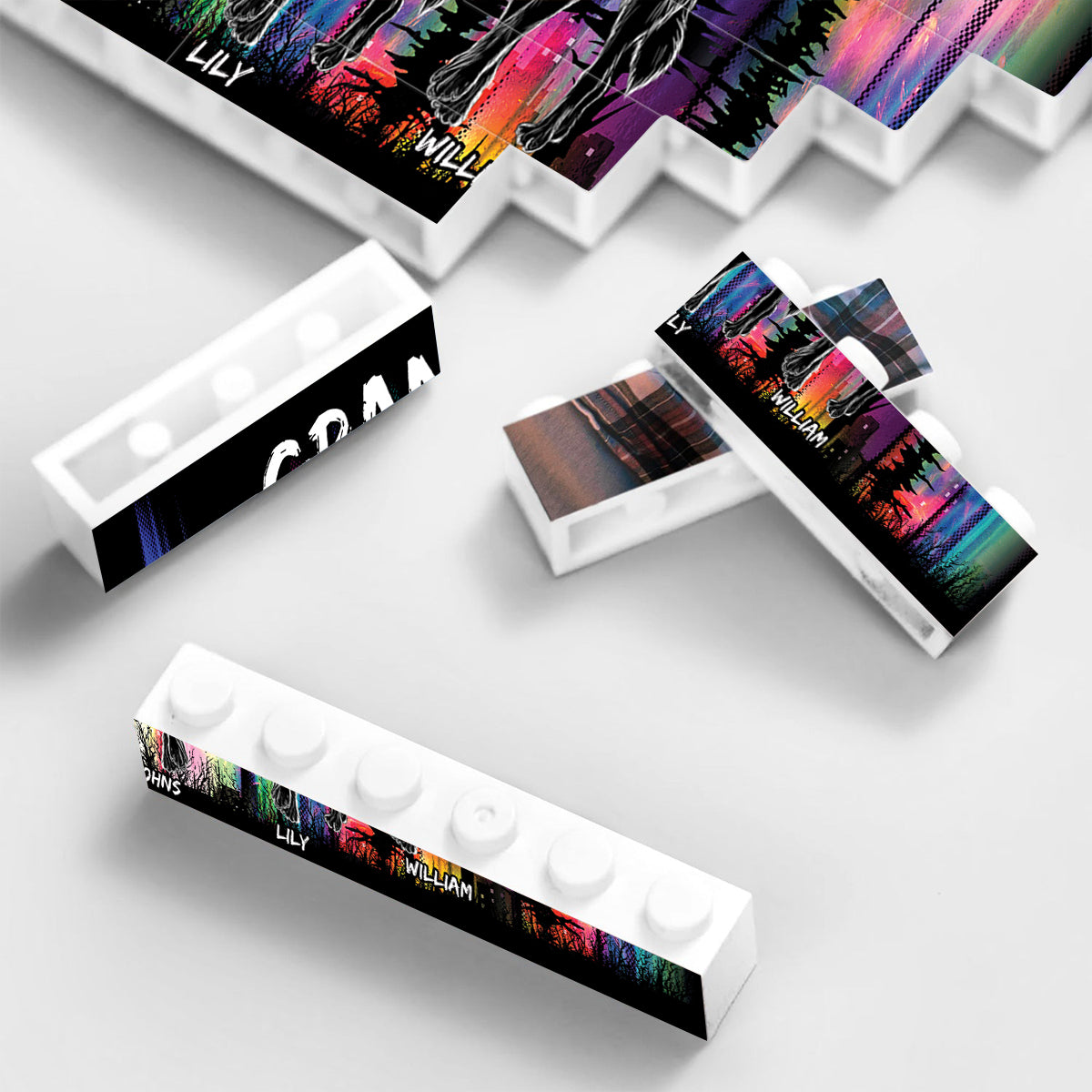 Grandpa's Wolf Pack - Personalized Grandpa One-sided Horizontal Rectangle Building Brick Blocks