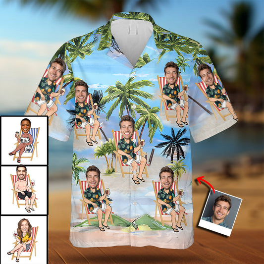 Any Face Palm Tree - Personalized Sea Lover Hawaiian Shirt