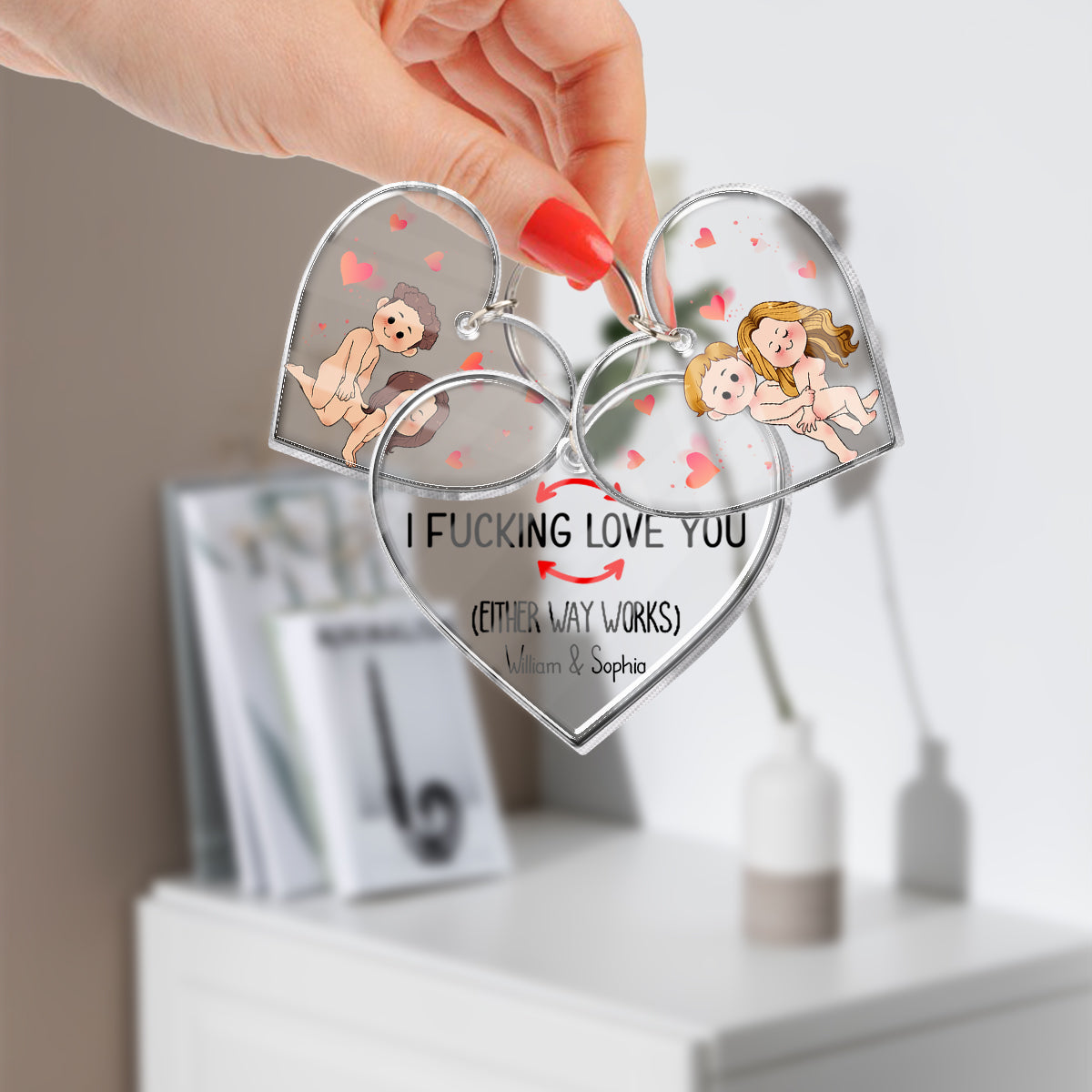 I Love You - Personalized Couple Keychain with Charms