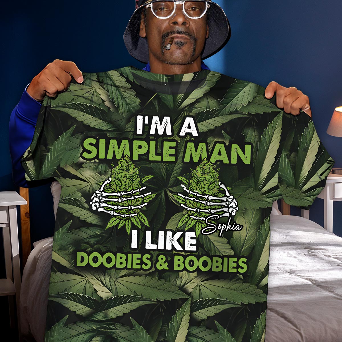 I'm A Simple Man I Like Doobies & Boobies - Personalized Weed All Over Shirt
