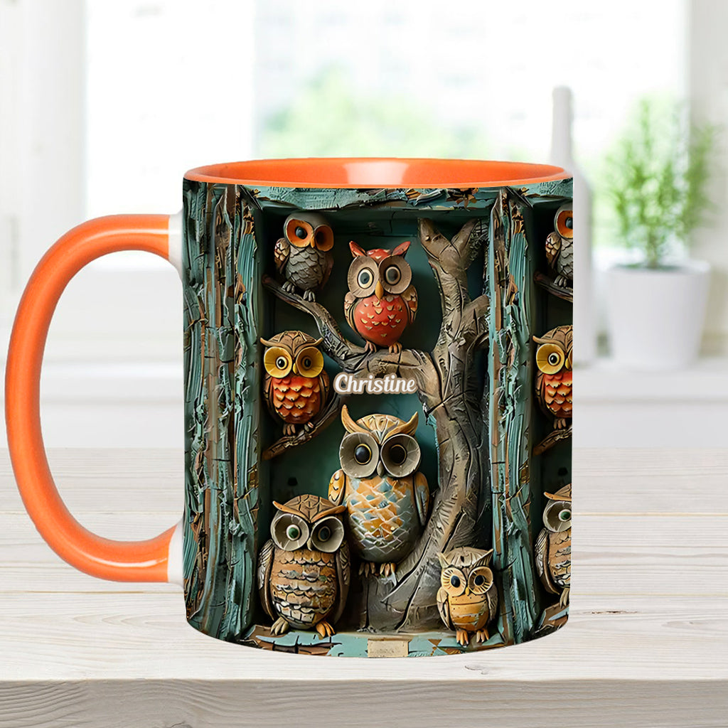 Just A Girl Who Loves Owls - Personalized Owl Accent Mug