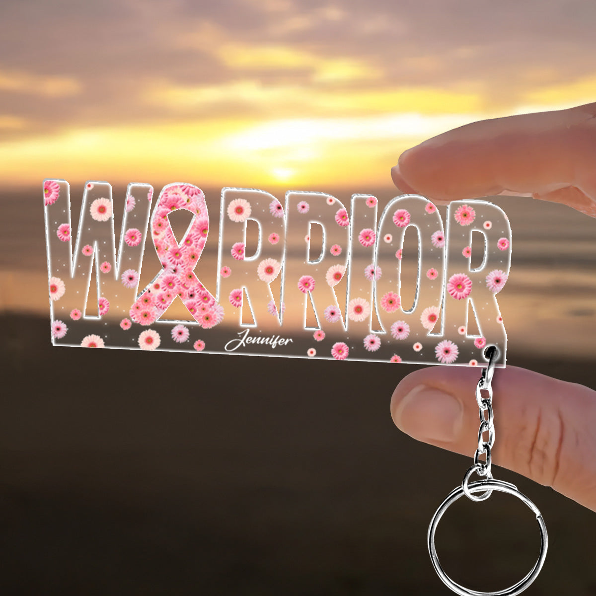 Breast Cancer Warrior - Personalized Breast Cancer Awareness Custom Shaped Keychain