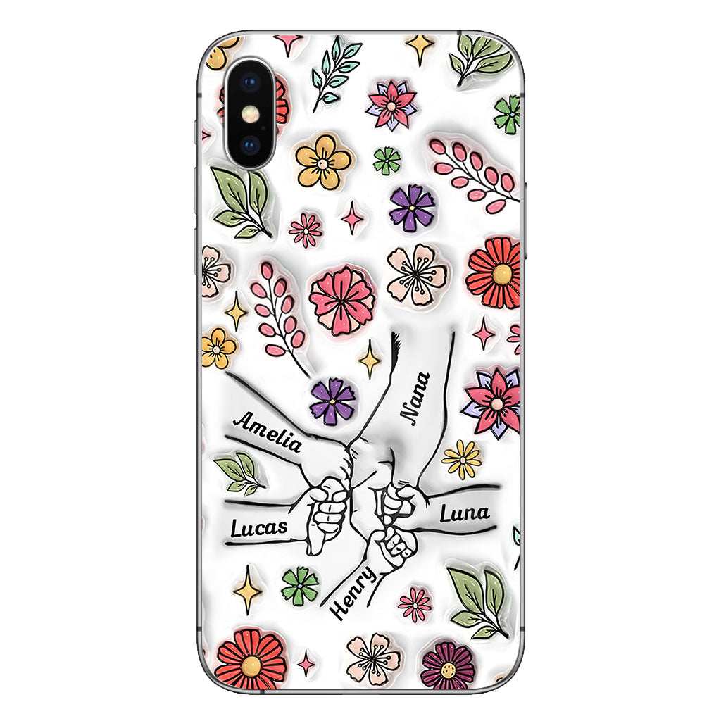 Spring Flower Holding Hands Nana Mom - Personalized Grandma Phone Case