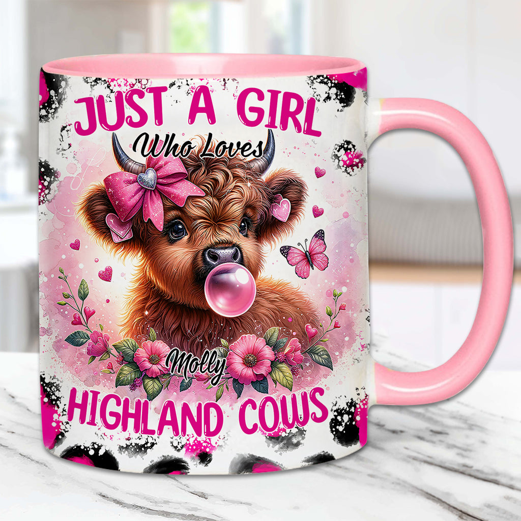 Cute Pink Highland Cow - Personalized Accent Mug