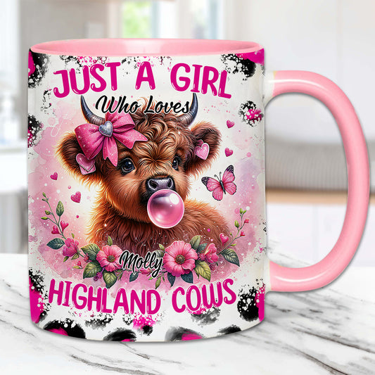 Cute Pink Highland Cow - Personalized Accent Mug