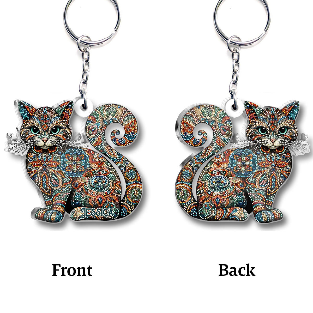 Beautiful Cat - Personalized Cat Custom Shaped Keychain