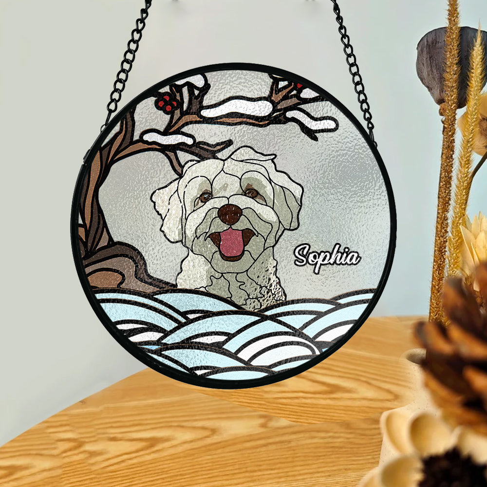 Never Forgotten - Personalized Dog Stained Glass Suncatcher