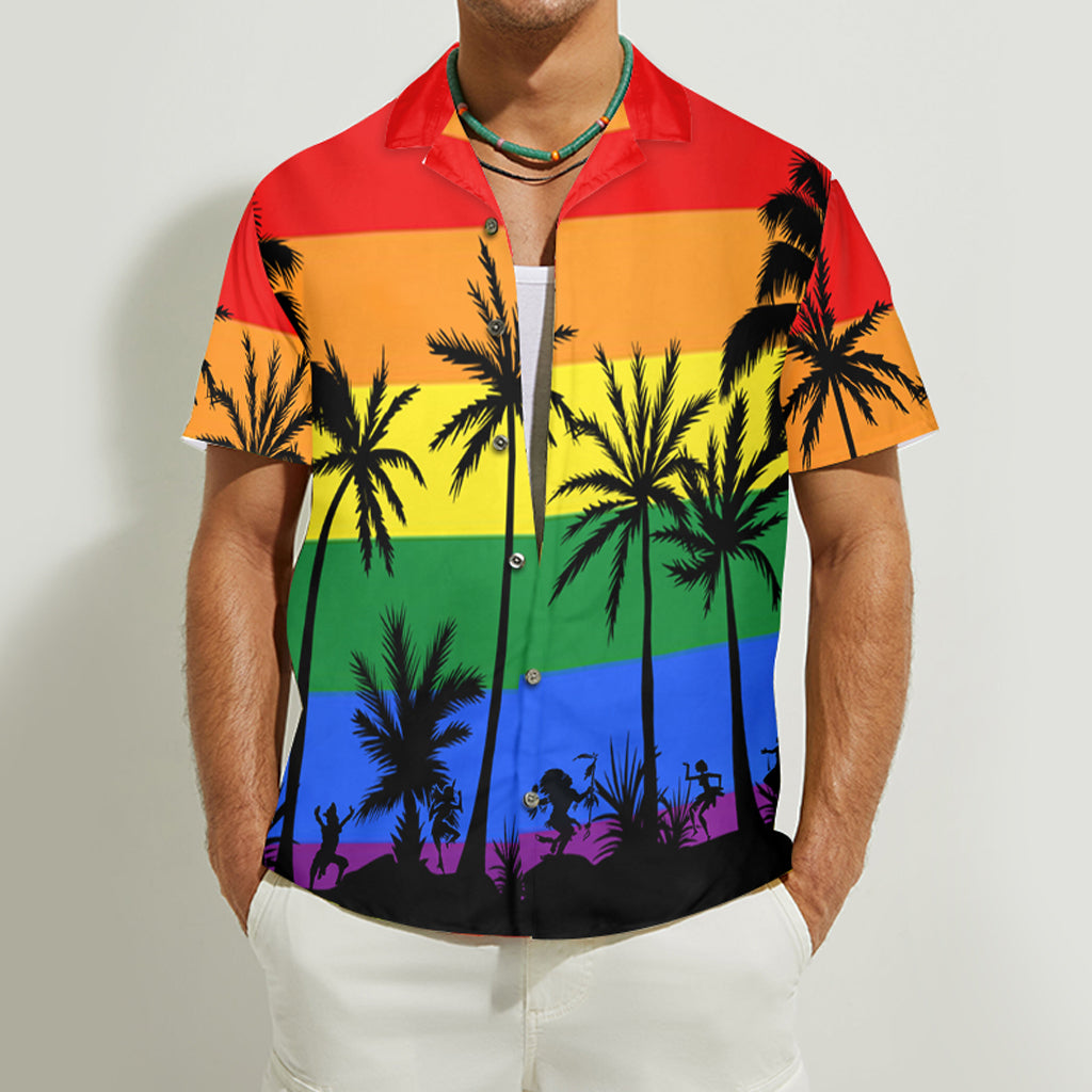 Pride Plam Tree - Personalized LGBT Support Hawaiian Shirt