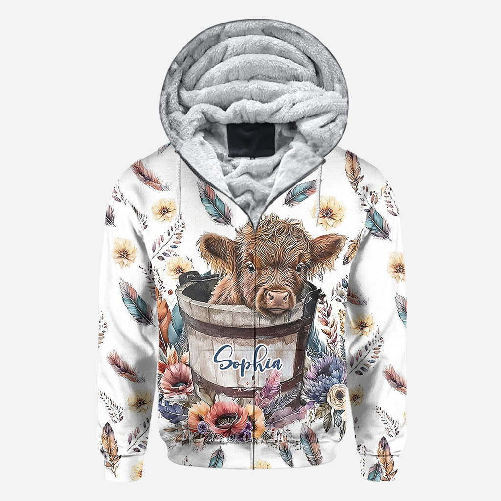 Baby Highland Cow In a Bucket - Personalized All Over Shirt