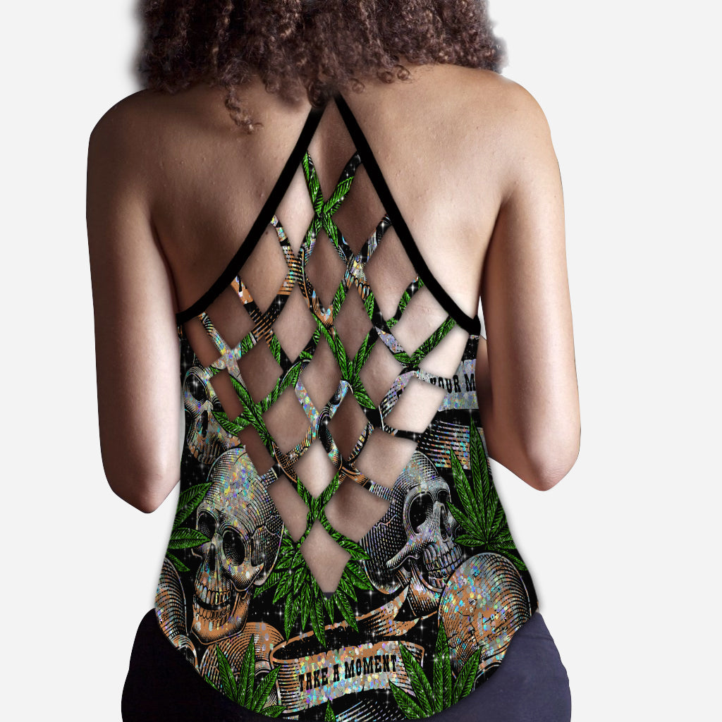 Canabis & Skull Marijuana - Personalized Weed Cross Tank Top