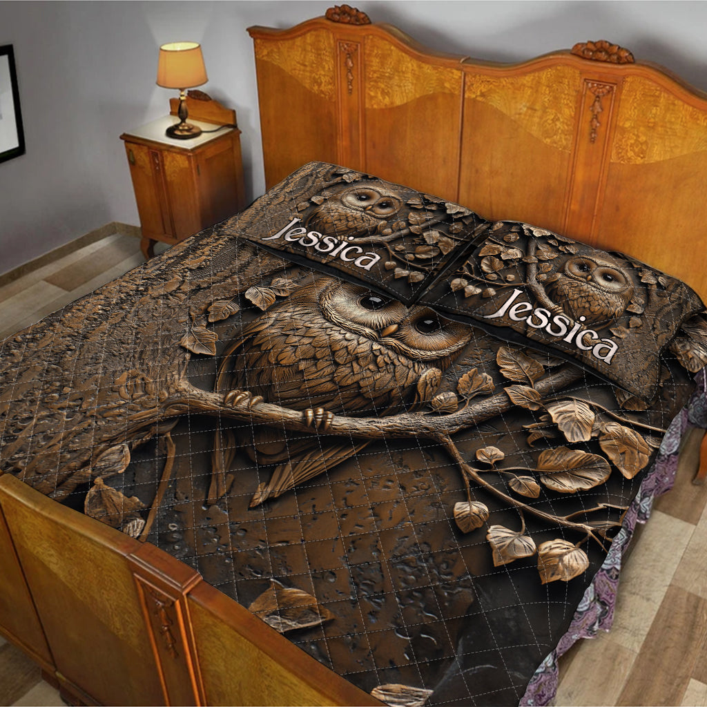 Stunning Owl - Personalized Owl Quilt Set
