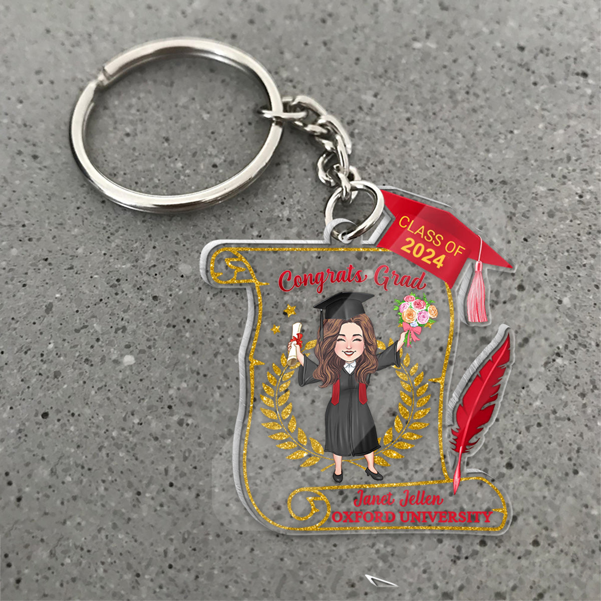 Congratulation Grad - Personalized Graduation Transparent Keychain