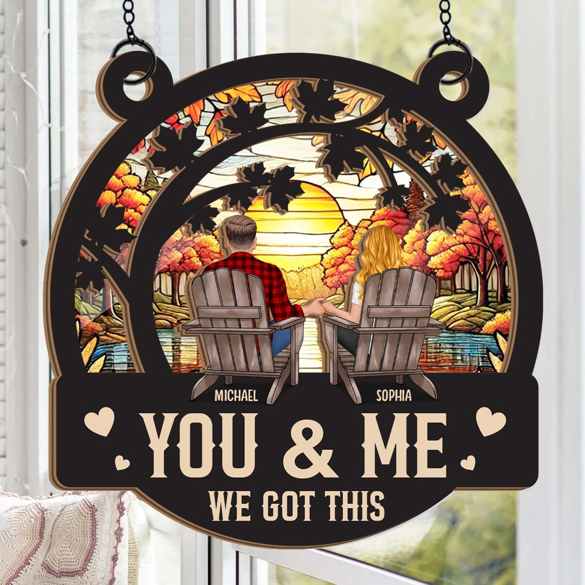 We Got This Autumn Fall For You - Personalized Couple 2 Layered Window Hanging Suncatcher