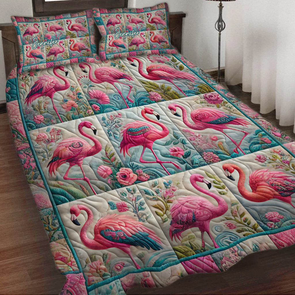 Vintage Flamingo - Personalized Flamingo Bedding Set