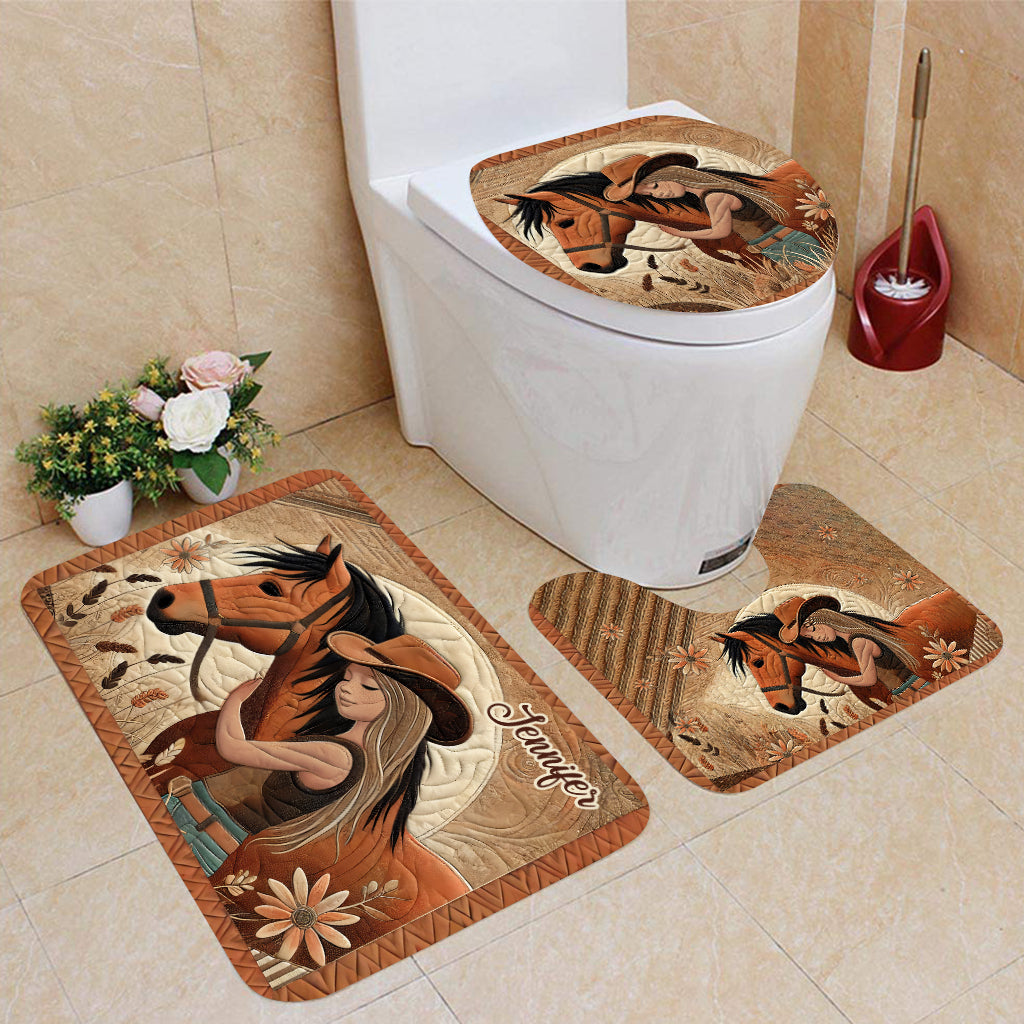 Horse Lovers - Personalized Horse Bathroom Curtain & Mats Set