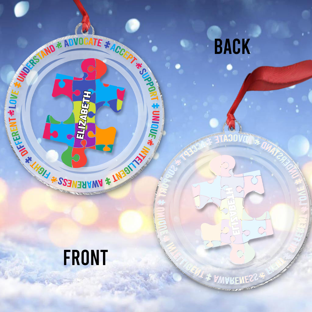 Love Understand - Personalized Autism Awareness Transparent Ornament