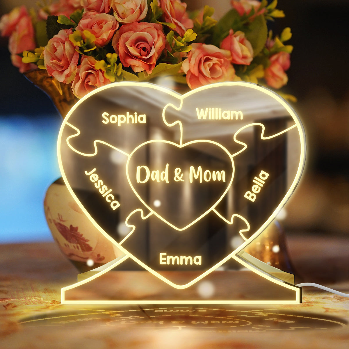 Heart Family - Personalized Family Mirror Light