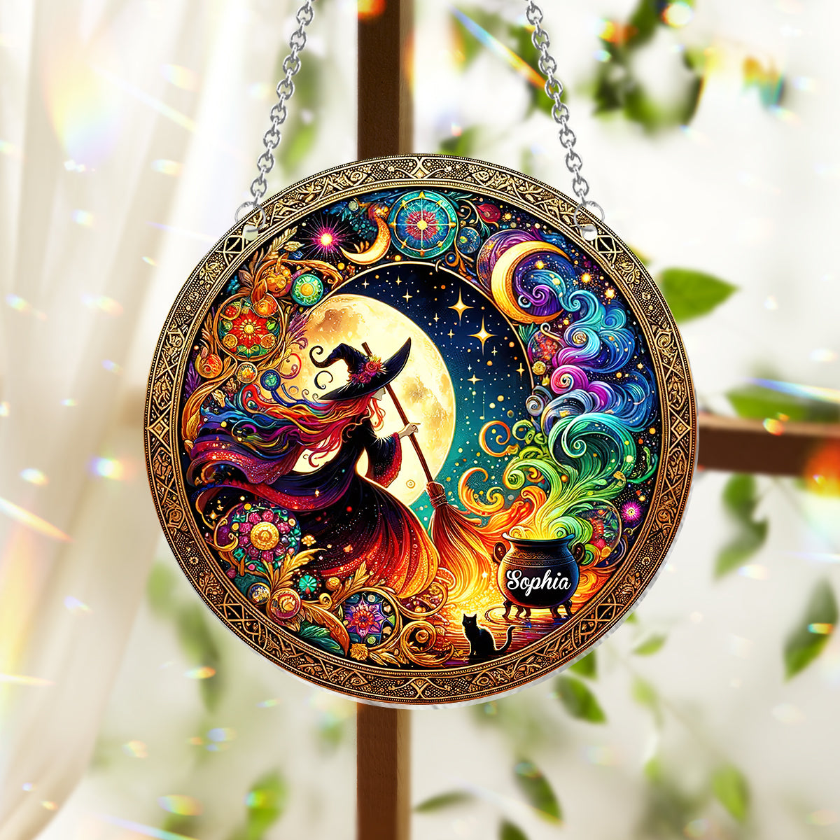 Beautiful Witch - Personalized Witch Window Hanging Suncatcher Ornament