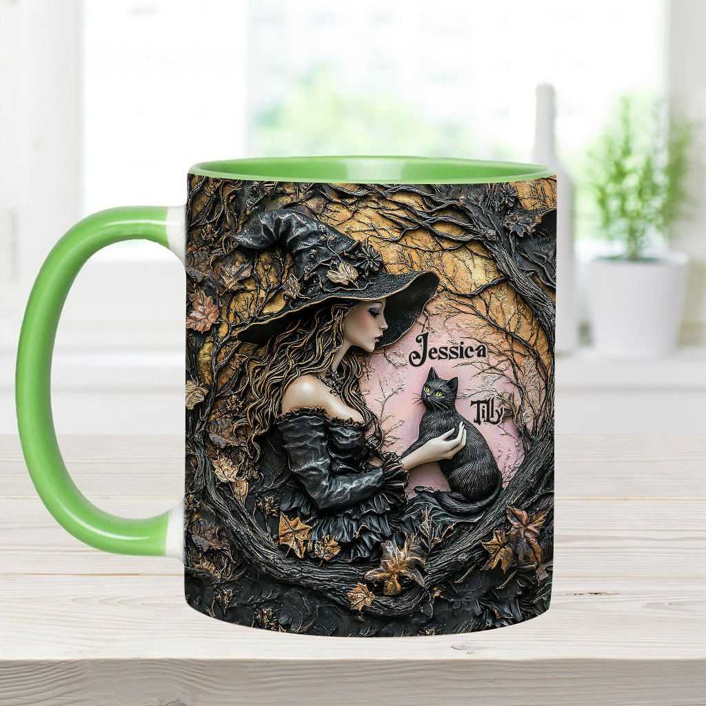 A Witch And Her Black Cat It's A Beautiful Thing - Personalized Witch Accent Mug