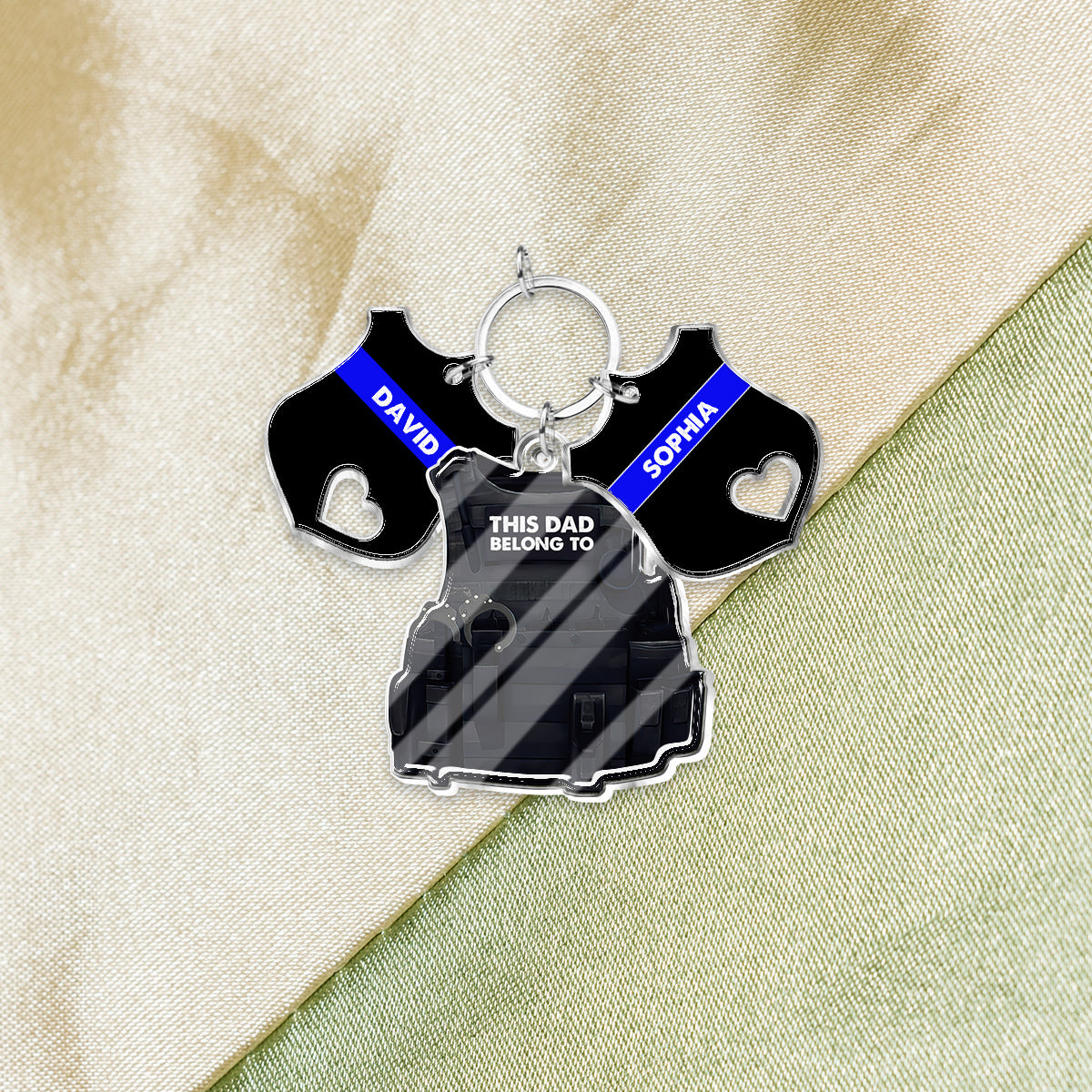 This Dad Belongs To - Personalized Police Officer Keychain with Charms