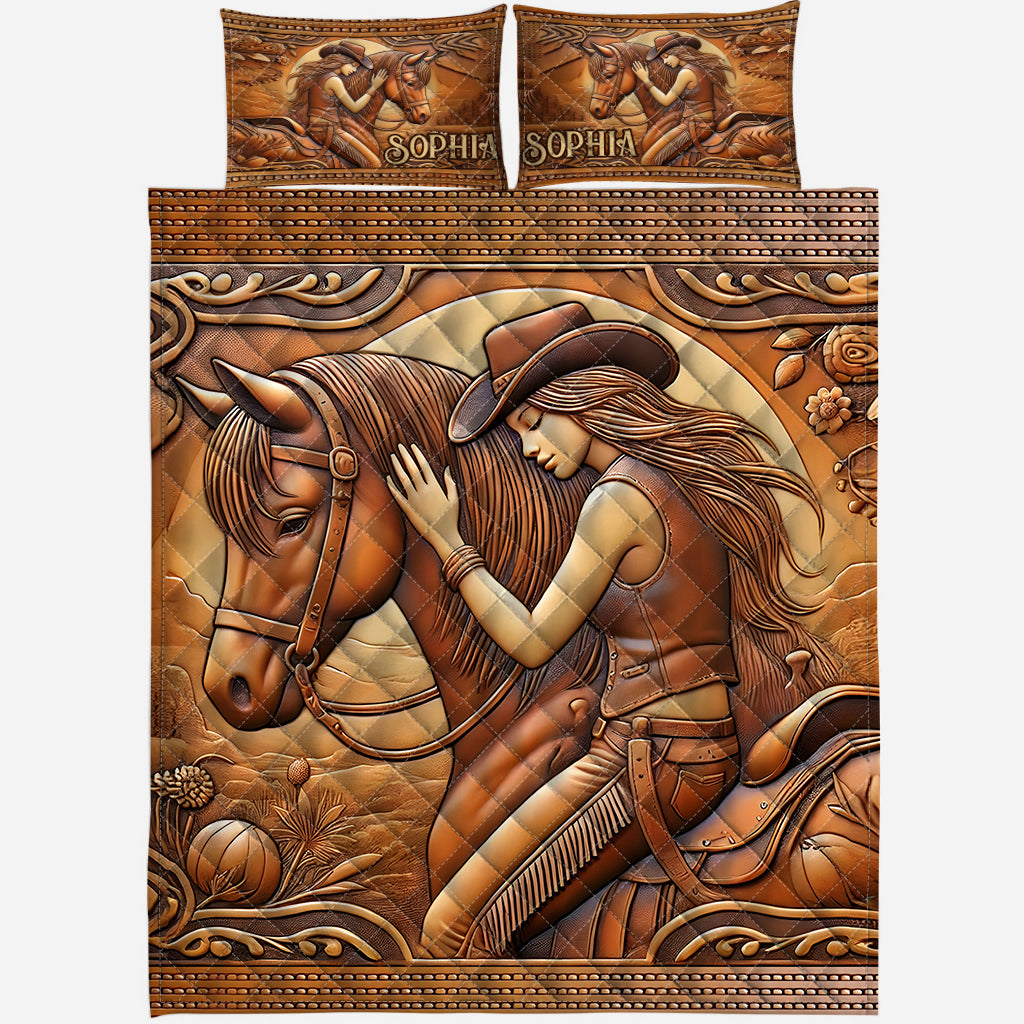 A Girl And Her Horse - Personalized Horse Quilt Set