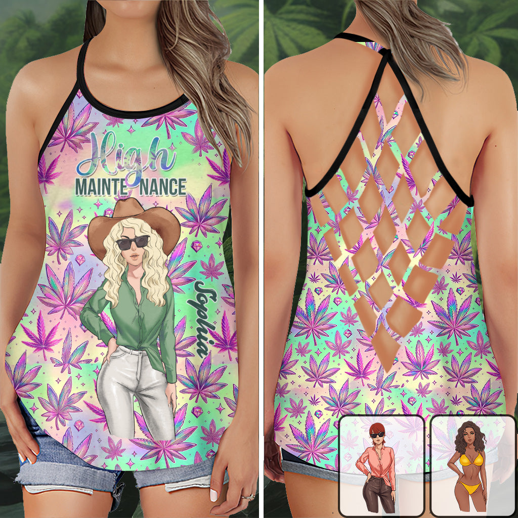 High Maintenance - Personalized Weed Cross Tank Top