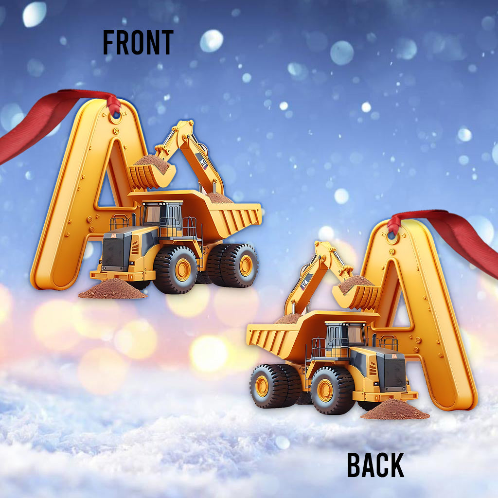 Construction Vehicles Letter - Personalized Kid Ornament