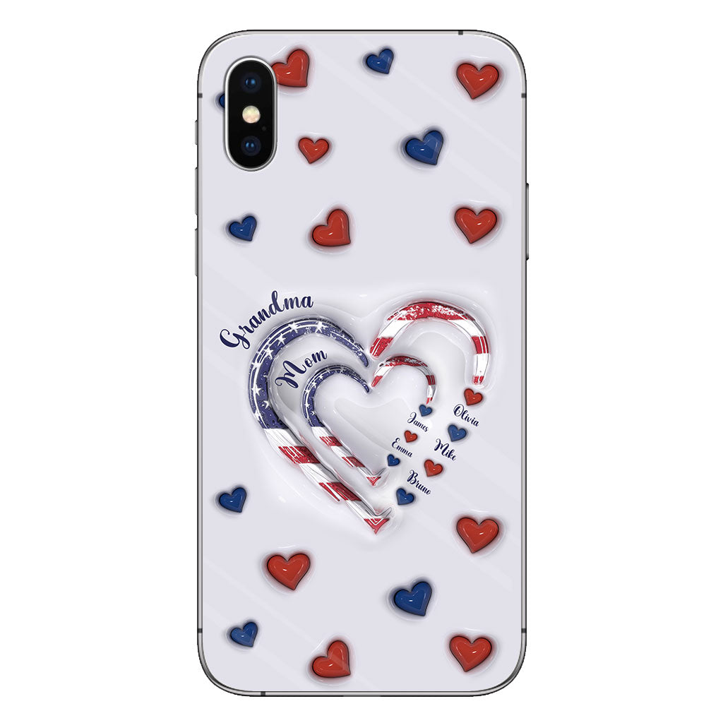 4th Of July Grandma's Hearts - Personalized Grandma Phone Case