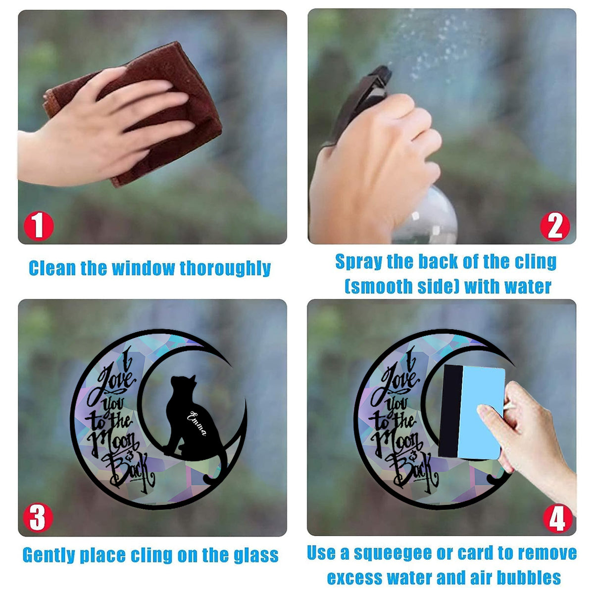 I Love You To The Moon And Back - Personalized Cat Suncatcher Decal