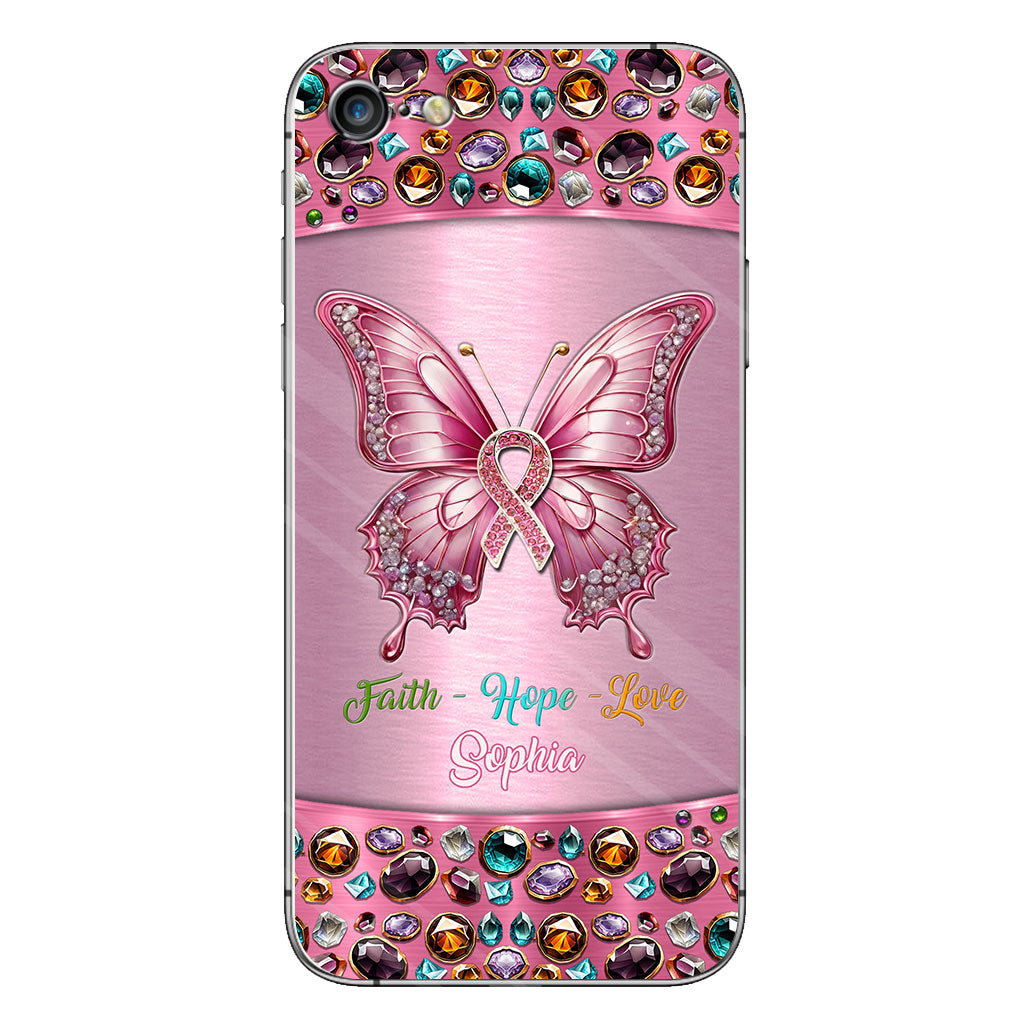 Hope For A Cure - Personalized Breast Cancer Awareness Clear Phone Case