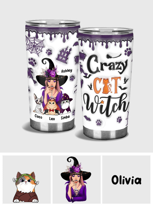 Crazy Cat Witch - Personalized Witch Tumbler