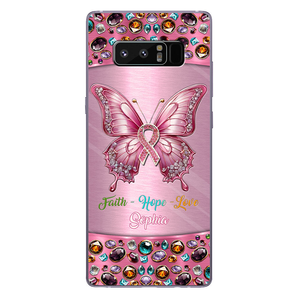 Hope For A Cure - Personalized Breast Cancer Awareness Clear Phone Case