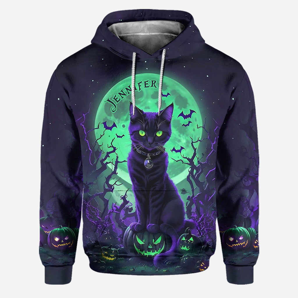 Mysterious Black Cat - Personalized Black Cat Hoodie and Leggings
