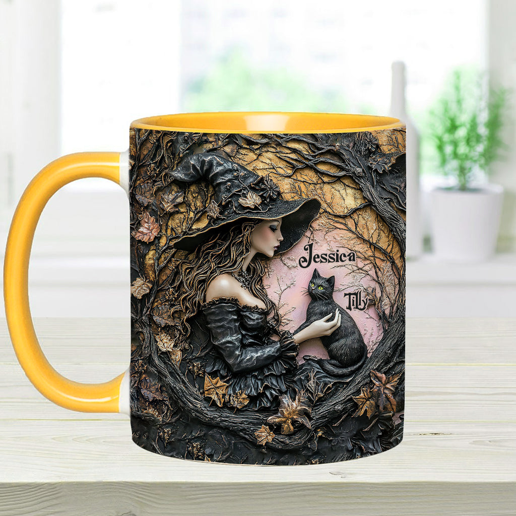 A Witch And Her Black Cat It's A Beautiful Thing - Personalized Witch Accent Mug