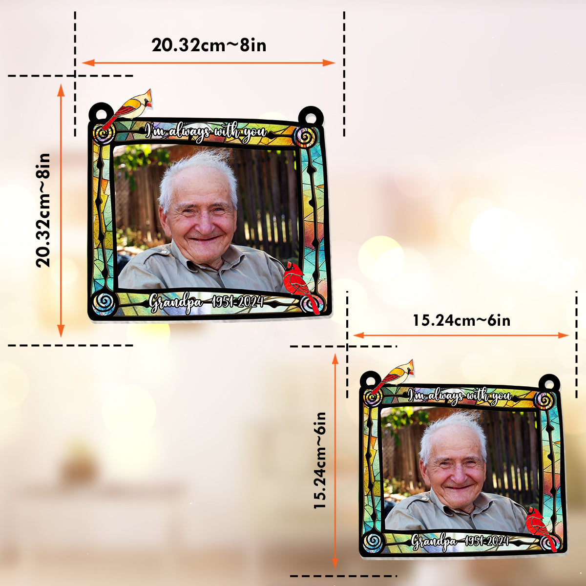 The Sky Looks Different In Loving Memory Cardinal - Personalized Memorial Window Hanging Suncatcher Ornament