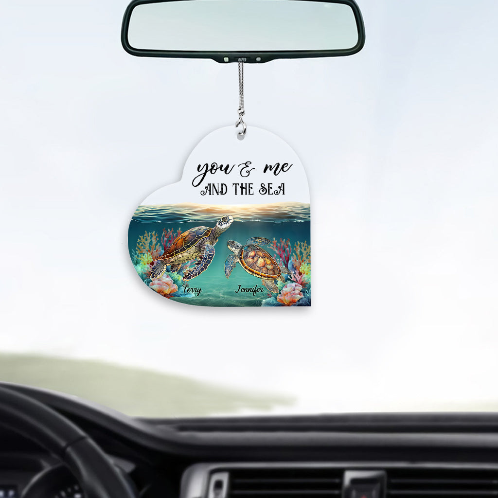 You & Me And The Sea - Personalized Turtle Transparent Car Ornament