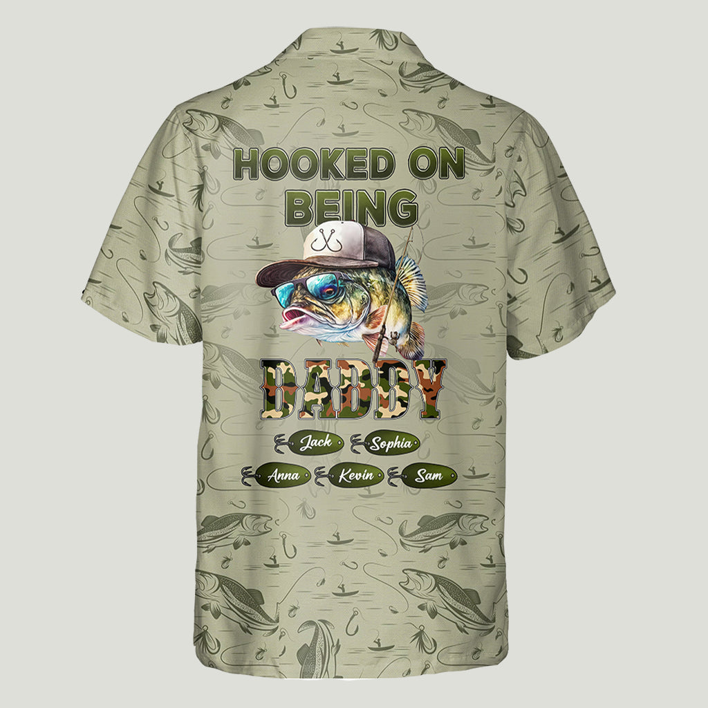 Hooked On Being Dad/ Grandpa... - Personalized Fishing Hawaiian Shirt